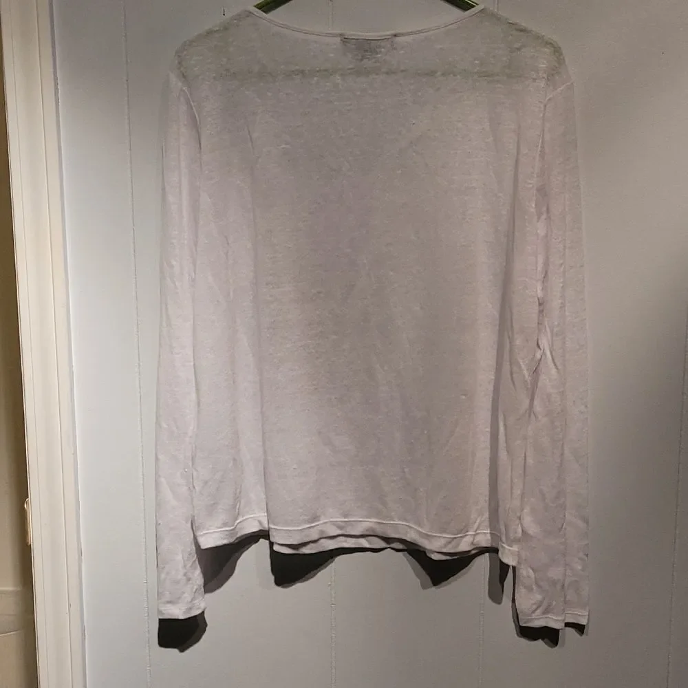 Sanctuary Lora Crochet lace neck long sleeve white tee medium